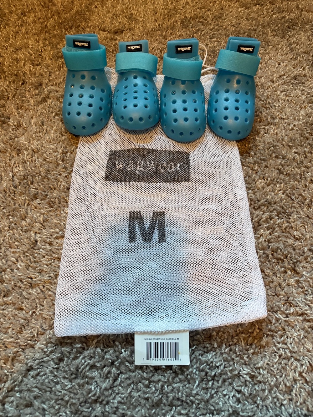 Wagwear Wagwellies Teal Dog Shoes - Medium, Set of 4